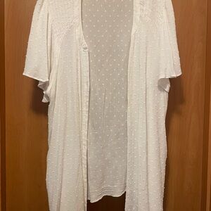 White Textured Open Cardigan